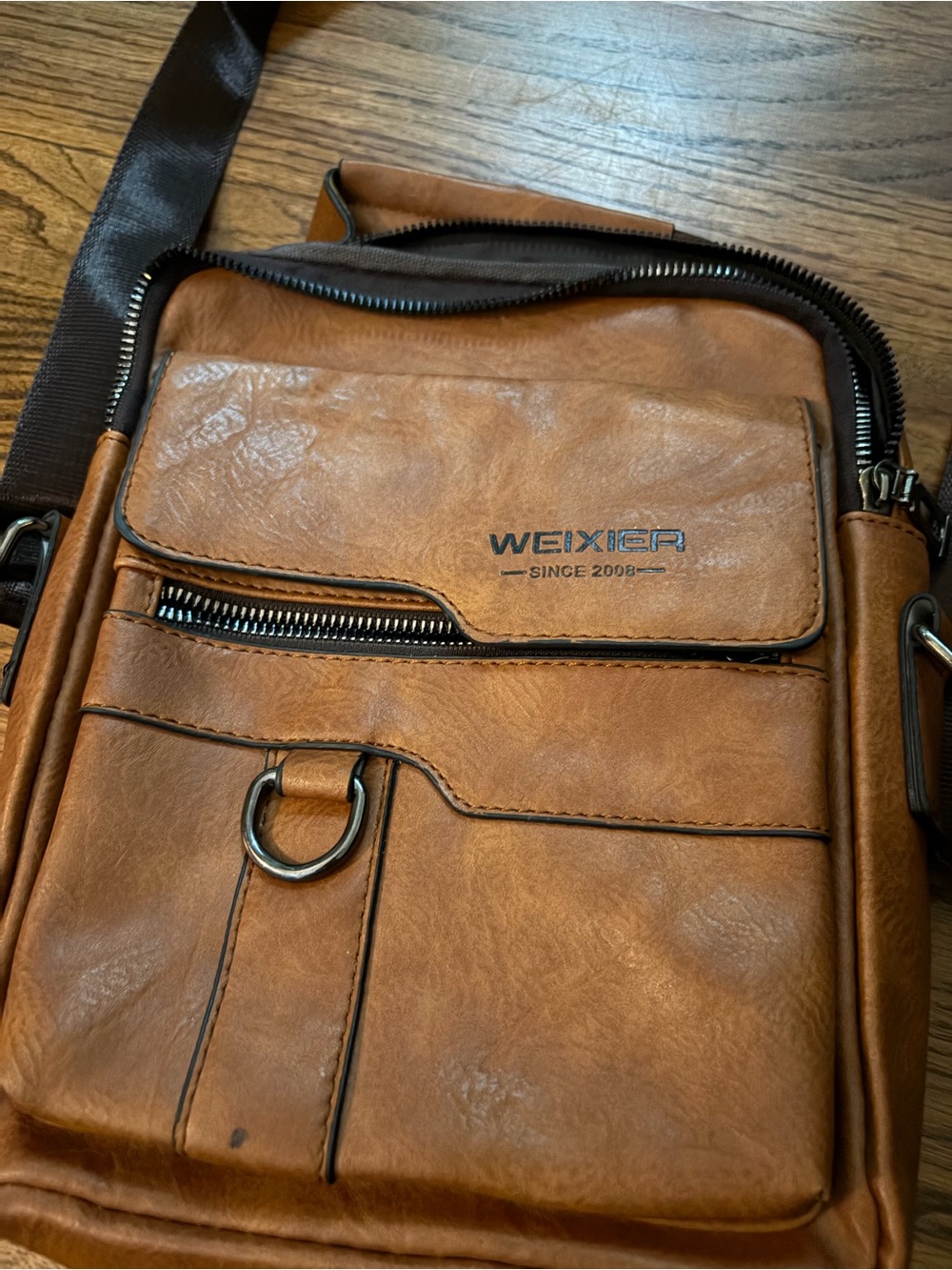 *WEIXIER Men's  Leather Messenger Crossbody Bag